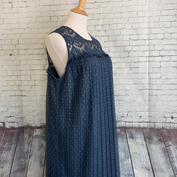 Lane Bryant Blue Pleated Lace Yoke Swing Shift Dress 14/16 Plus Mini Feminine - Picture 16 of 16